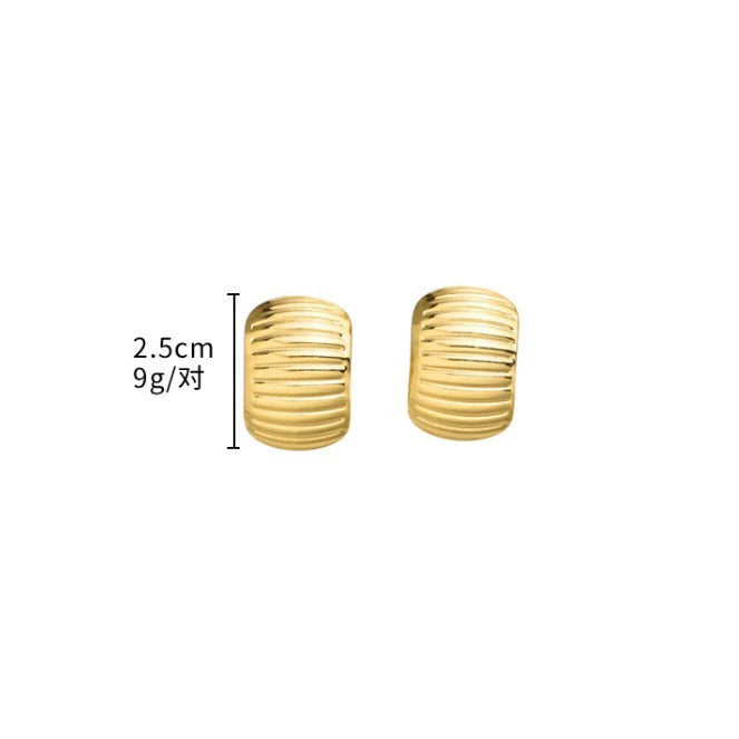 304 Stainless Steel Oil-Pressed Stud Earrings — Retro Irregular Geometric