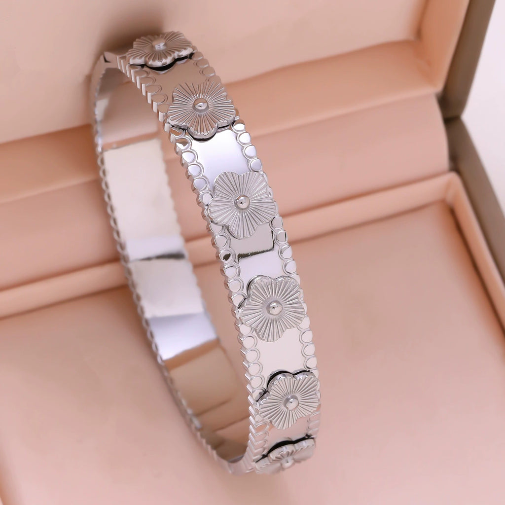 Titanium Steel Bangle Bracelet — 18K Gold Plated Fashion