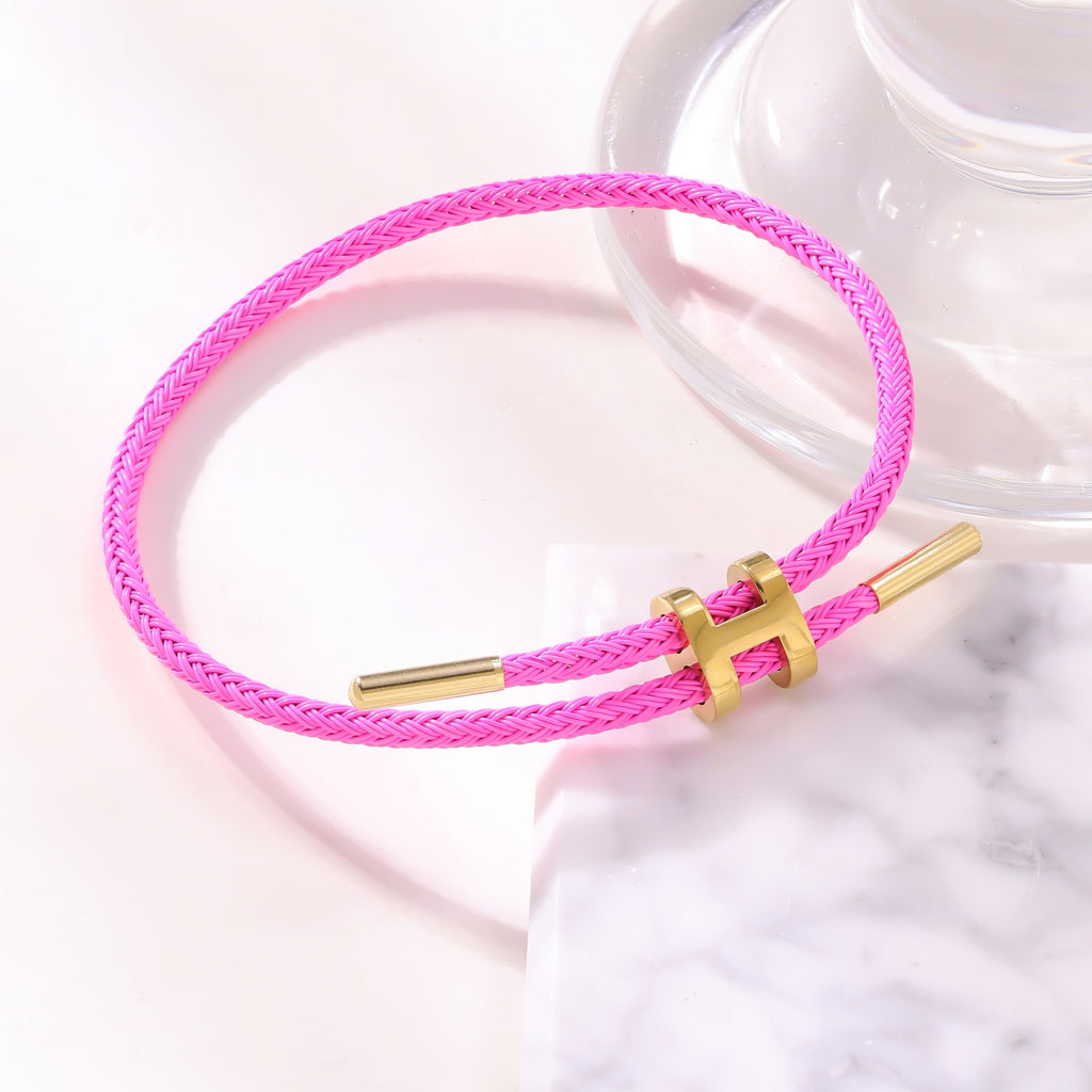 3mm H-Link Steel Wire Rope Bracelet — Adjustable 3D Gold Plated Titanium Steel