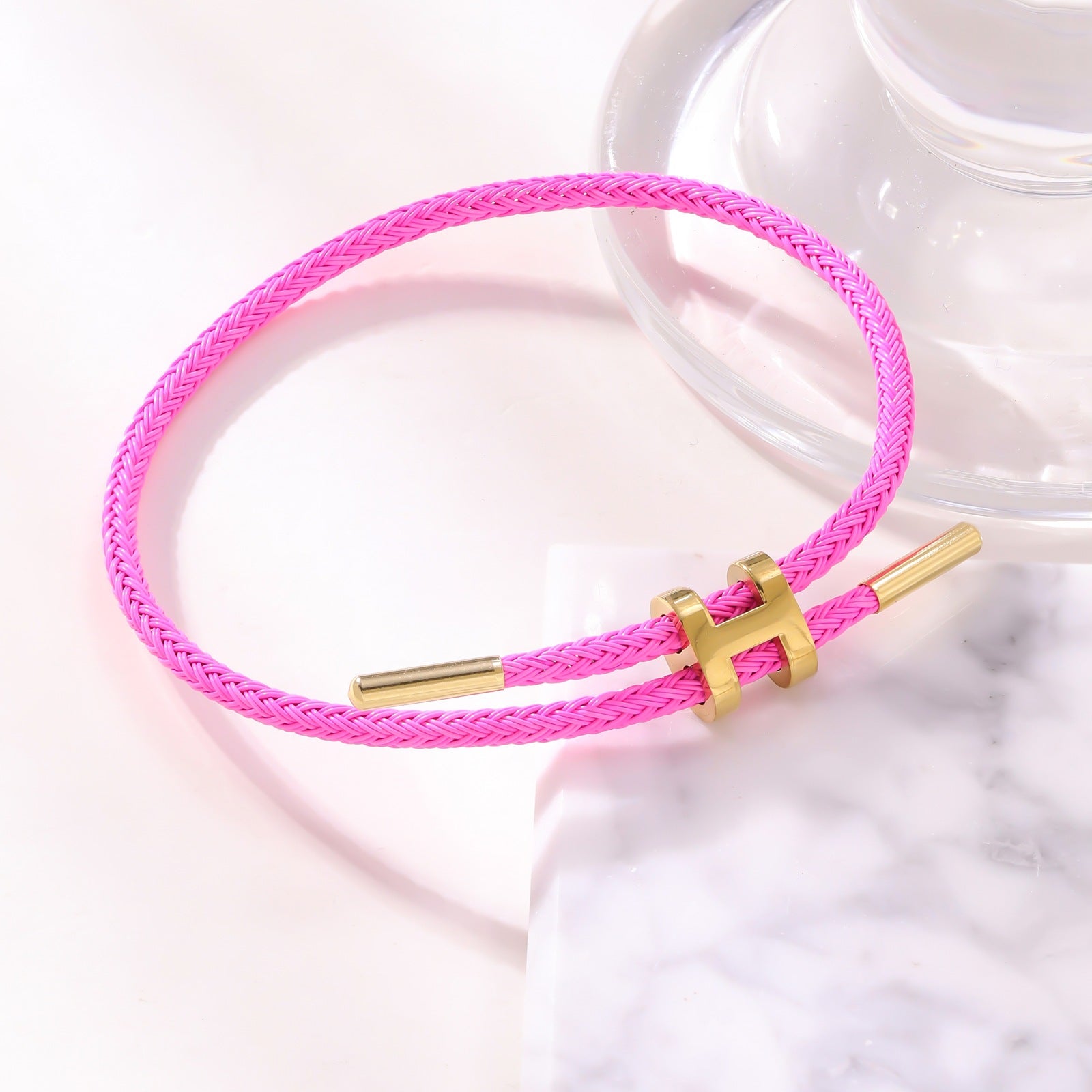 3mm H-Link Steel Wire Rope Bracelet — Adjustable 3D Gold Plated Titanium Steel