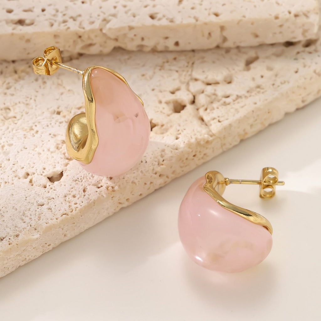 Vintage Resin Oval Stud Earrings — Light Luxury Blending