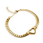Gold Plated Cuban Chain Heart Necklace & Bracelet Set — Punk Hip-Hop Style
