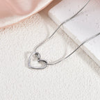 Hollow Butterfly Heart Pendant Necklace — Titanium Steel Choker