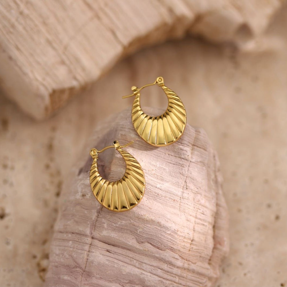 Geometric Hammered Irregular Stainless Steel Earrings — Minimalist