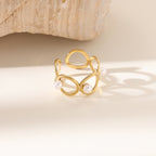 French Vintage Diamond Ring — Titanium Steel Open Band Gemstone