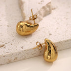 Solid Teardrop Stainless Steel Stud Earrings — Gold Plated