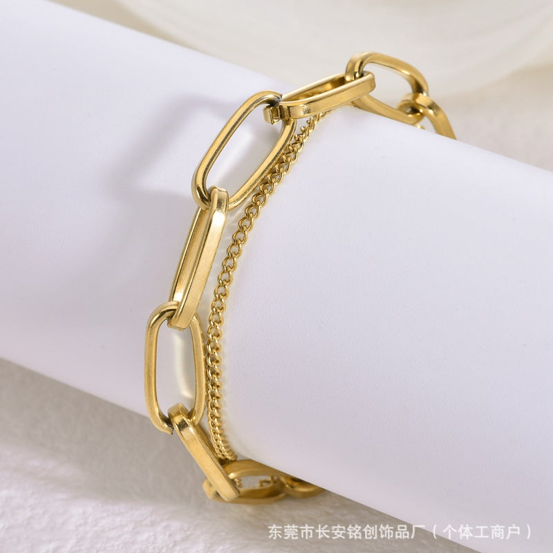 Four-Leaf Clover Bracelet — Titanium Steel Light Luxury