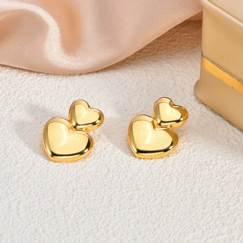 Fashion Oil-Pressed Stud Earrings — 18K Gold Plated Stainless Steel Minimalist Earrings