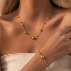 Round Bead Bracelet & Necklace Set — 18K Gold Plated Stainless Steel