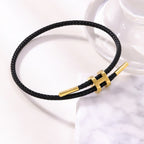 3mm H-Link Steel Wire Rope Bracelet — Adjustable 3D Gold Plated Titanium Steel