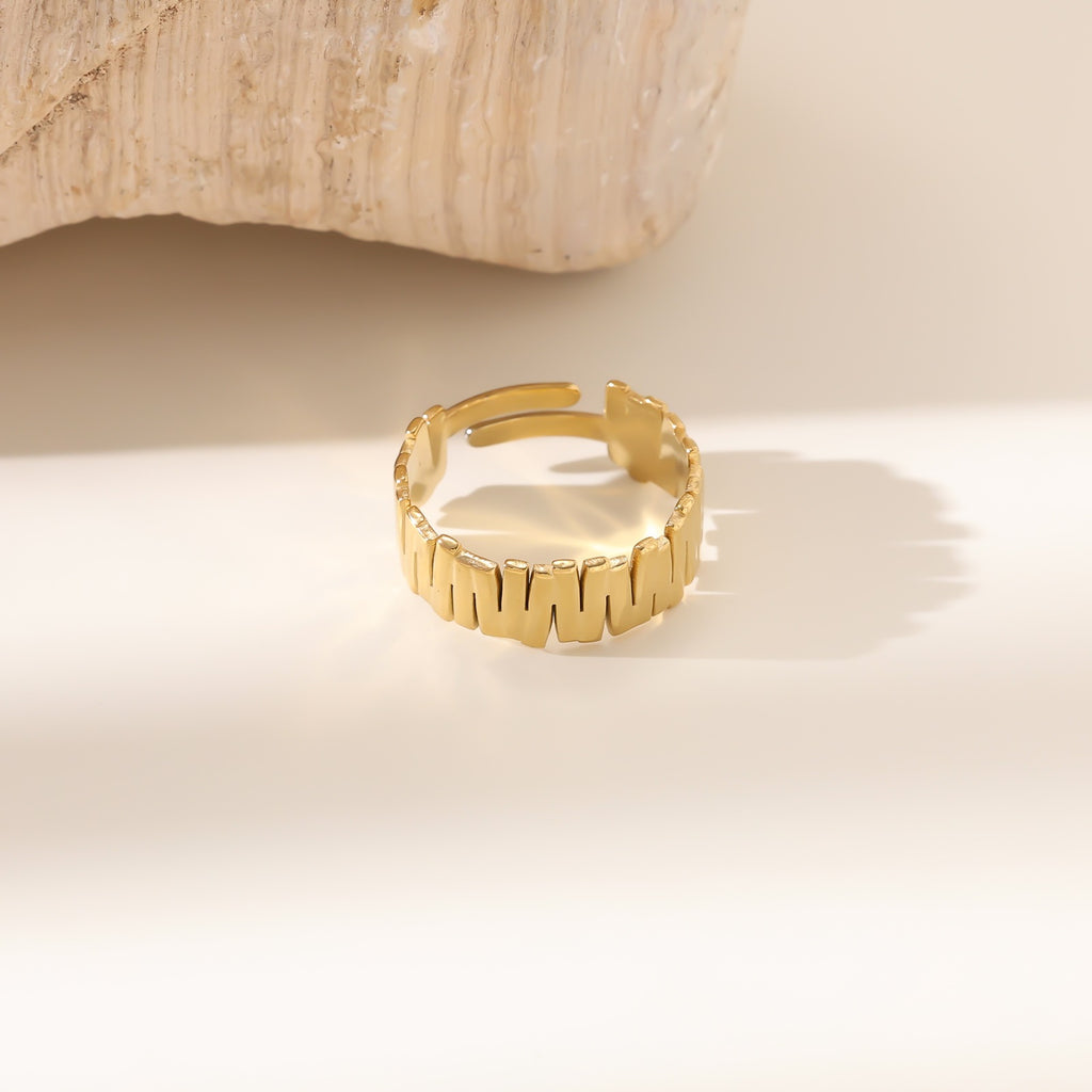 French Vintage Diamond Ring — Titanium Steel Open Band Gemstone