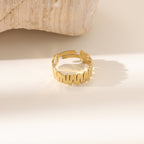 French Vintage Diamond Ring — Titanium Steel Open Band Gemstone