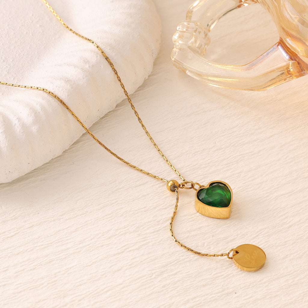 Pearl Shell Zirconia Pendant Necklace — 18K Gold Plated Stainless Steel