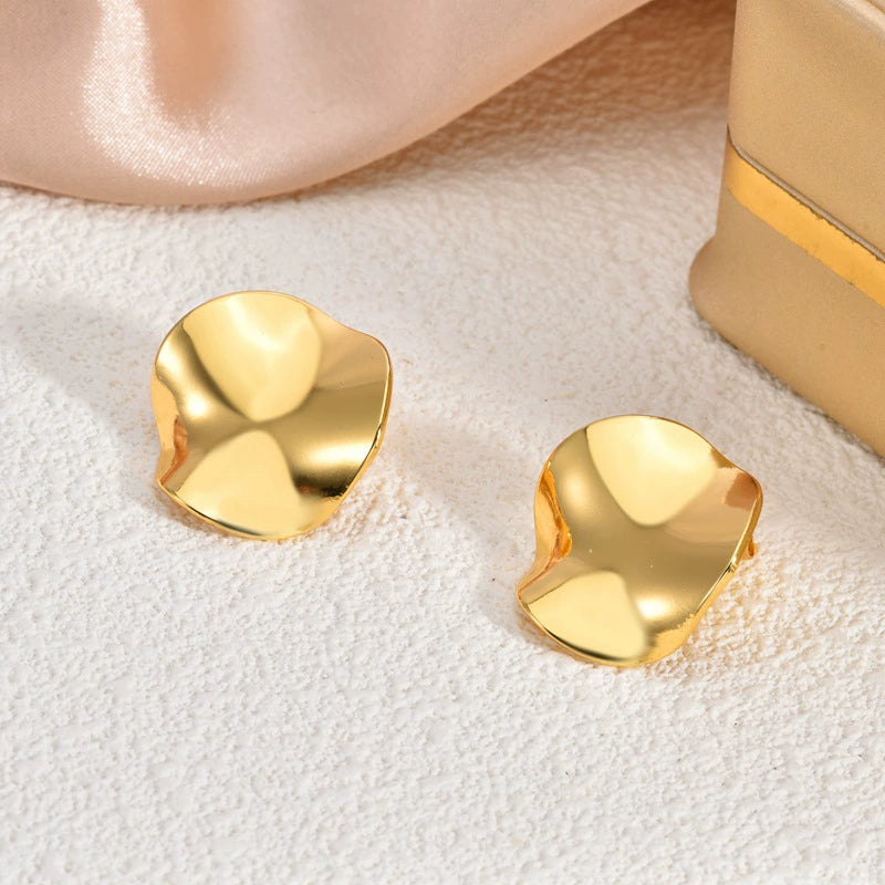 Geometric Irregular Stud Earrings — 18K Gold Plated Titanium Steel