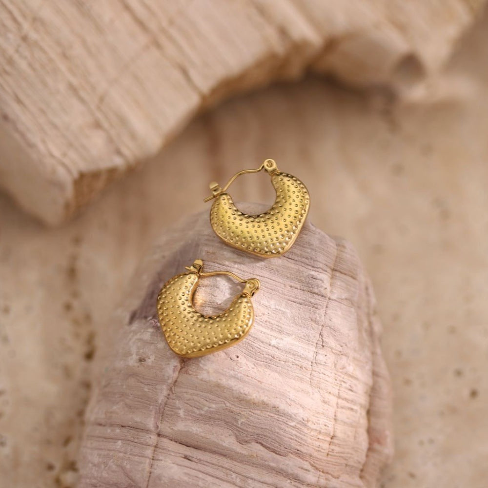 Geometric Hammered Irregular Stainless Steel Earrings — Minimalist