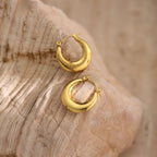 Geometric Hammered Irregular Stainless Steel Earrings — Niche Minimalist