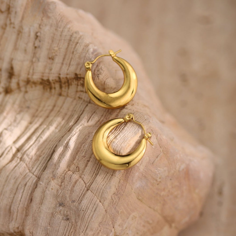 Geometric Hammered Irregular Stainless Steel Earrings — Niche Minimalist