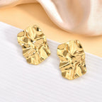 304 Stainless Steel Oil-Pressed Stud Earrings — Retro Irregular Geometric