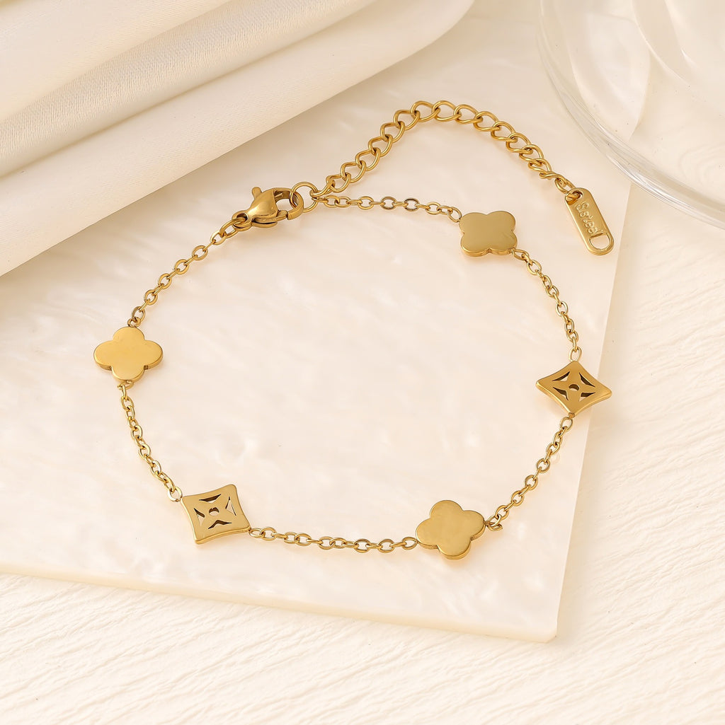 Heart Star Moon Titanium Steel Bracelet — 18K Gold Plated