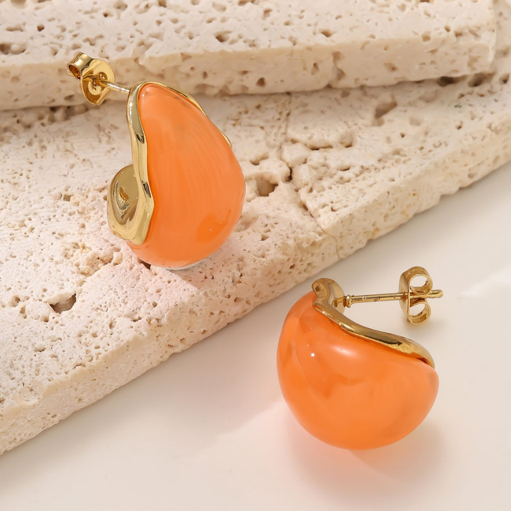 Vintage Resin Oval Stud Earrings — Light Luxury Blending