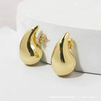 Solid Teardrop Stainless Steel Stud Earrings — Gold Plated