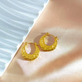 Geometric Hammered Hoop Earrings — 18K Gold Plated Stainless Steel