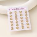 Geometric Zirconia Stud Earrings — 18K Gold Plated Stainless Steel