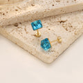 Geometric Zirconia Screw Stud Earrings — 304 Stainless Steel Gold Plated