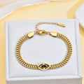 Gold Plated Evil Eye Bracelet & Necklace — Black Diamond Stainless Steel