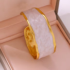 Black & White Enamel C-Shape Open Bangle — French Vintage