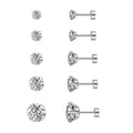 4-Prong Zirconia Stud Earrings — Titanium Steel Spiral Round Ear Cuff