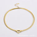 Gold Plated Cuban Chain Heart Necklace & Bracelet Set — Punk Hip-Hop Style