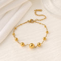 Round Bead Bracelet & Necklace Set — 18K Gold Plated Stainless Steel