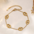Titanium Steel Bracelet & Necklace Set — 18K Gold Plated Stainless Steel