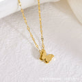 Double-Layer Butterfly Clavicle Necklace — Matte Titanium Steel