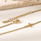 304 Stainless Steel Cross Necklace — Adjustable Box Chain