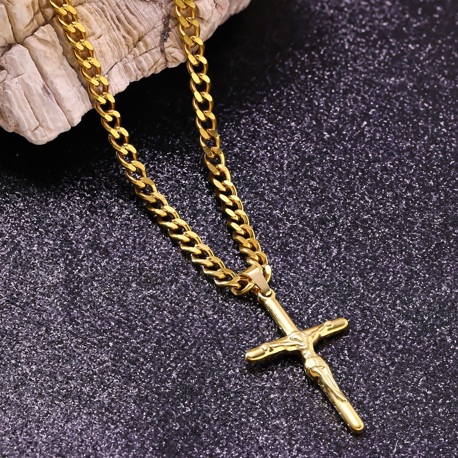 Stainless Steel Cross Pendant Necklace — Punk Hip-Hop Men
